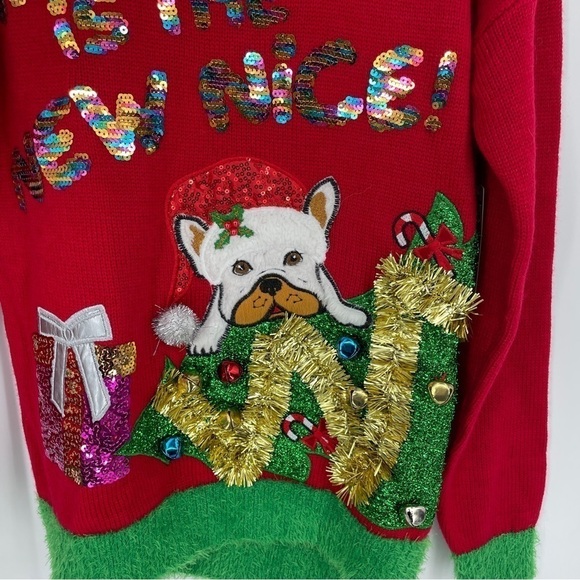 33 Degrees Christmas Sweater Naughty is the New Nice Ugly dog - Picture 3 of 7